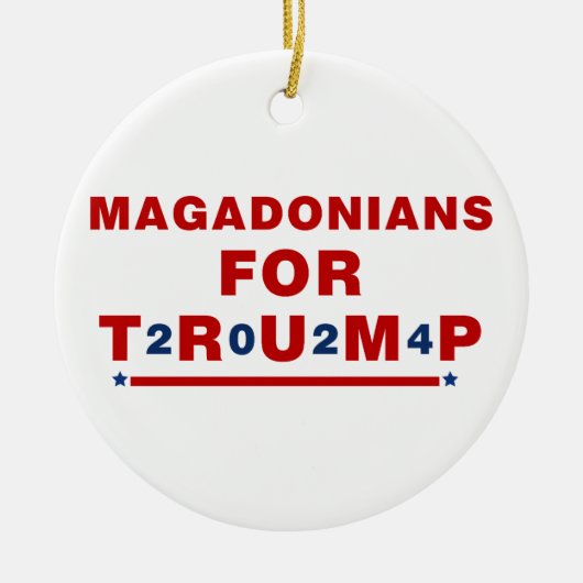 Magadonians voor Trump 2024 Red Blue Star Keramisch Ornament (Voorkant)