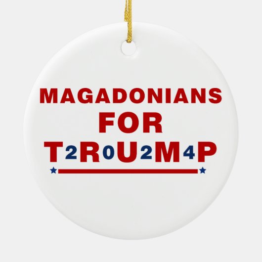 Magadonians voor Trump 2024 Red Blue Star Keramisch Ornament (Achterkant)