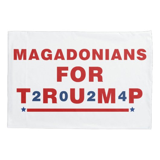 Magadonians voor Trump 2024 Red Blue Star Kussensloop (Achterkant)