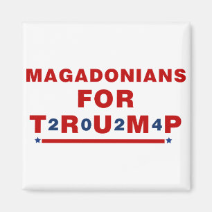 Magadonians voor Trump 2024 Red Blue Star Magneet