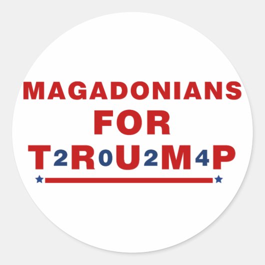 Magadonians voor Trump 2024 Red Blue Star Ronde Sticker (Voorkant)