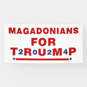 Magadonians voor Trump 2024 Red Blue Star Spandoek (Horizontaal)