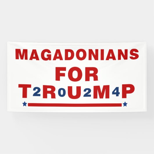 Magadonians voor Trump 2024 Red Blue Star Spandoek (Horizontaal)