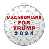 Magadonians voor Trump 2024 Rood Blauw Dartbord (Voorkant)