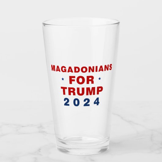 Magadonians voor Trump 2024 Rood Blauw Glas (Voorkant)