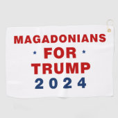 Magadonians voor Trump 2024 Rood Blauw Golfhanddoek (Horizontaal)