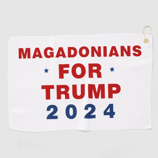 Magadonians voor Trump 2024 Rood Blauw Golfhanddoek (Horizontaal)