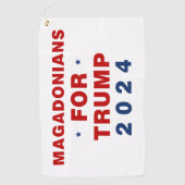Magadonians voor Trump 2024 Rood Blauw Golfhanddoek (Voorkant)
