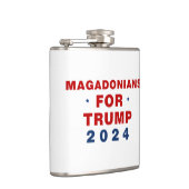 Magadonians voor Trump 2024 Rood Blauw Heupfles (Rechts)