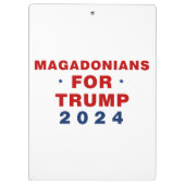 Magadonians voor Trump 2024 Rood Blauw Klembord (Achterkant)