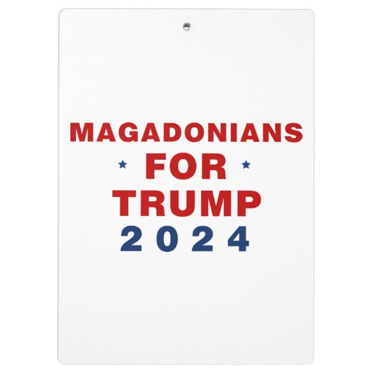 Magadonians voor Trump 2024 Rood Blauw Klembord (Achterkant)