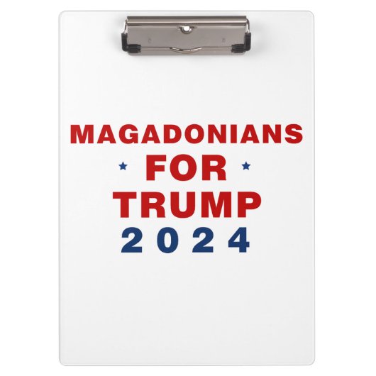 Magadonians voor Trump 2024 Rood Blauw Klembord (Voorkant)
