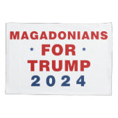 Magadonians voor Trump 2024 Rood Blauw Kussensloop (Achterkant)