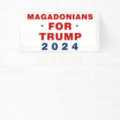 Magadonians voor Trump 2024 Rood Blauw Spandoek (Insitu)