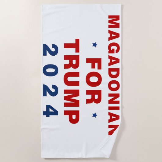 Magadonians voor Trump 2024 Rood Blauw Strandlaken (Voorkant)