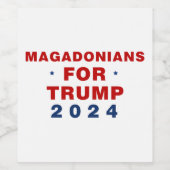 Magadonians voor Trump 2024 Rood Blauw Wijn Etiket (Enkel label)