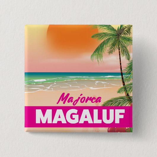 Magaluf Majorca strand reisposter Vierkante Button 5,1 Cm (Voorkant)