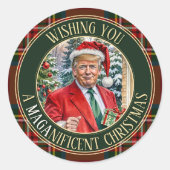 MAGAnificent Christmas Santa Claus Trump MAGA Ronde Sticker (Voorkant)