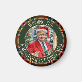 MAGAnificent Christmas Santa Trump MAGA cirkel Magneet