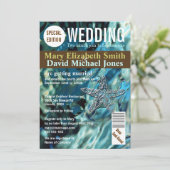 Magazijnomslag | Blauw strand bruiloft zeester Kaart (Staand voorkant)