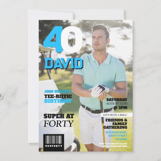 Magazine 40 Mannen Golfveertigjarige verjaardag Kaart (Voorkant)
