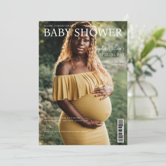 Magazine Cover Foto Baby shower Kaart (Staand voorkant)
