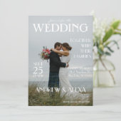 Magazine cover foto bruiloft uitnodiging (Staand voorkant)