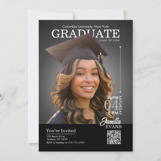 Magazine Cover Graduation Cap down Black Kaart (Voorkant)