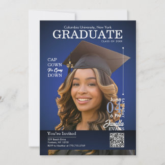 Magazine Cover Graduation Cap Down Blue Kaart