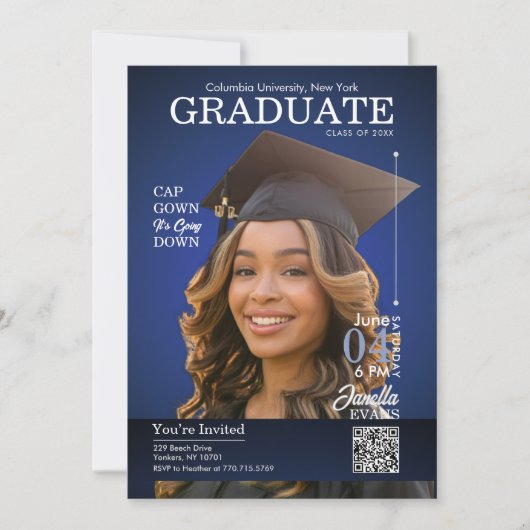 Magazine Cover Graduation Cap Down Blue Kaart (Voorkant)