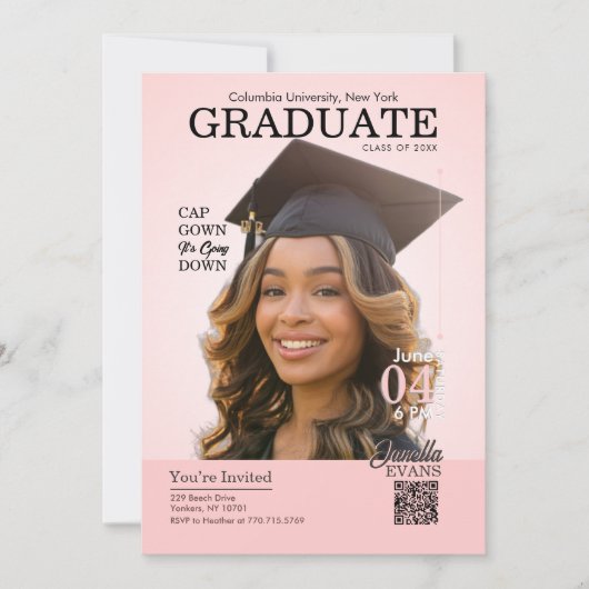 Magazine Cover Graduation Cap Gown Pink Kaart (Voorkant)