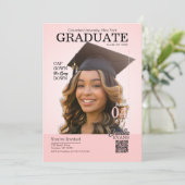 Magazine Cover Graduation Cap Gown Pink Kaart (Staand voorkant)