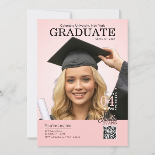 Magazine Cover Graduation Pink Kaart (Voorkant)