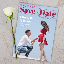 Magazine Cover Modern Red Typography Photo Save The Date