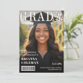 Magazine Cover Photo Graduation Aankondiging (Staand voorkant)