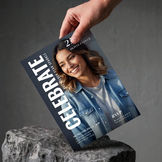 Magazine Cover Photo Milestone 25th Birthday Party Kaart