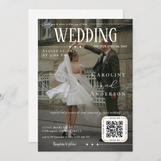 Magazine Cover Wedding Invitation Kaart (Voorkant / Achterkant)
