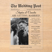 Magazine Editorial Newspaper Wedding Photo Acryl Uitnodigingen (Voorkant)