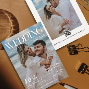 Magazine Editorial Newspaper Wedding Photo Invitat Kaart