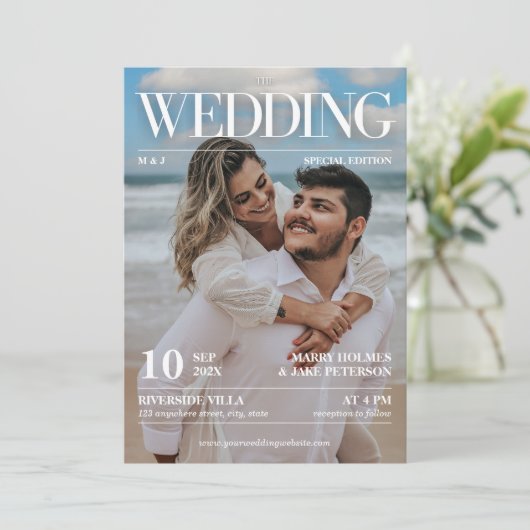 Magazine Editorial Newspaper Wedding Photo Kaart (Staand voorkant)