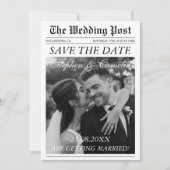 Magazine Editorial Newspaper Wedding Save the Date Kaart (Voorkant)