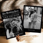 Magazine Editorial Newspaper Wedding Save the Date Kaart