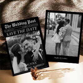 Magazine Editorial Newspaper Wedding Save the Date Kaart