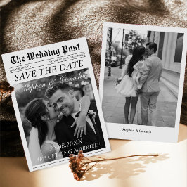Magazine Editorial Newspaper Wedding Save the Date Kaart