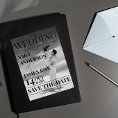 Magazine Editorial Newspaper Wedding Save the Date Kaart