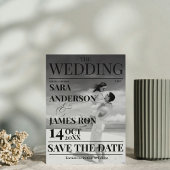 Magazine Editorial Newspaper Wedding Save the Date Kaart