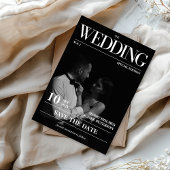 Magazine Editorial Newspaper Wedding Save the Date Kaart