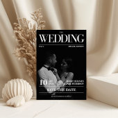 Magazine Editorial Newspaper Wedding Save the Date Kaart