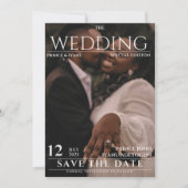 Magazine Editorial Newspaper Wedding Save the Date Kaart (Voorkant)