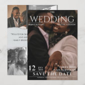 Magazine Editorial Newspaper Wedding Save the Date Kaart (Voorkant / Achterkant)